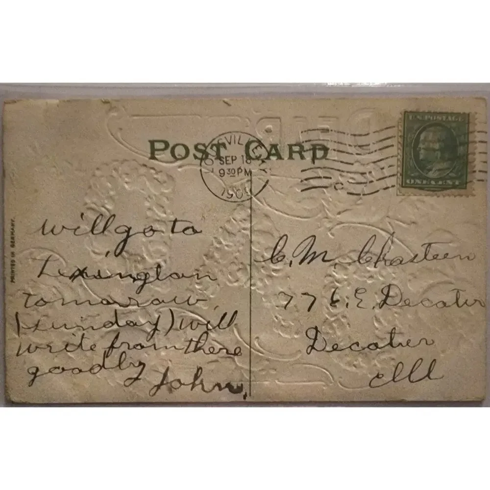 Lot Of Four Vintage Antique Embossed Postcards Flowers Father Dad Cousin
